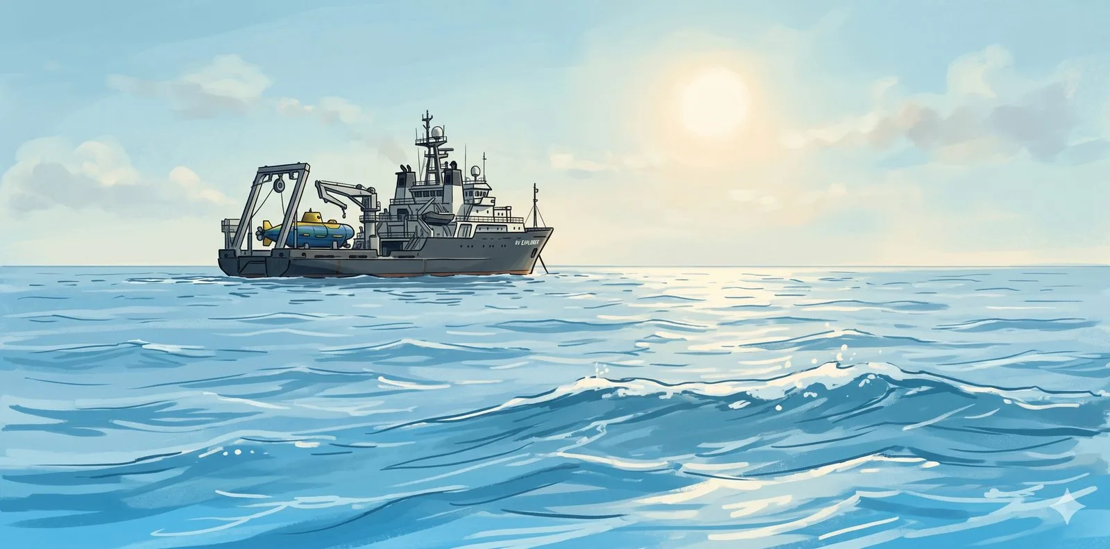 Research vessel at the ocean surface
