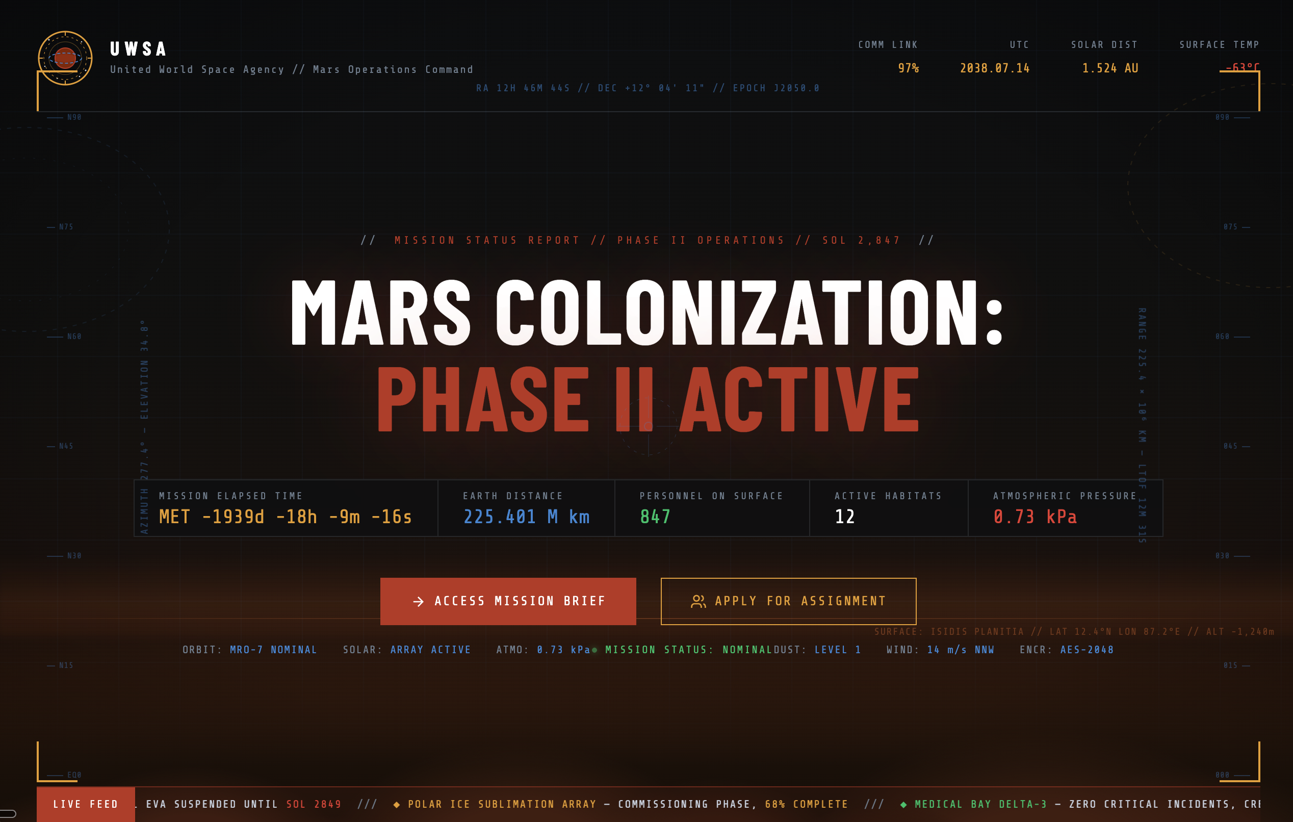 Mars mission landing page built with Beaver Builder AI
