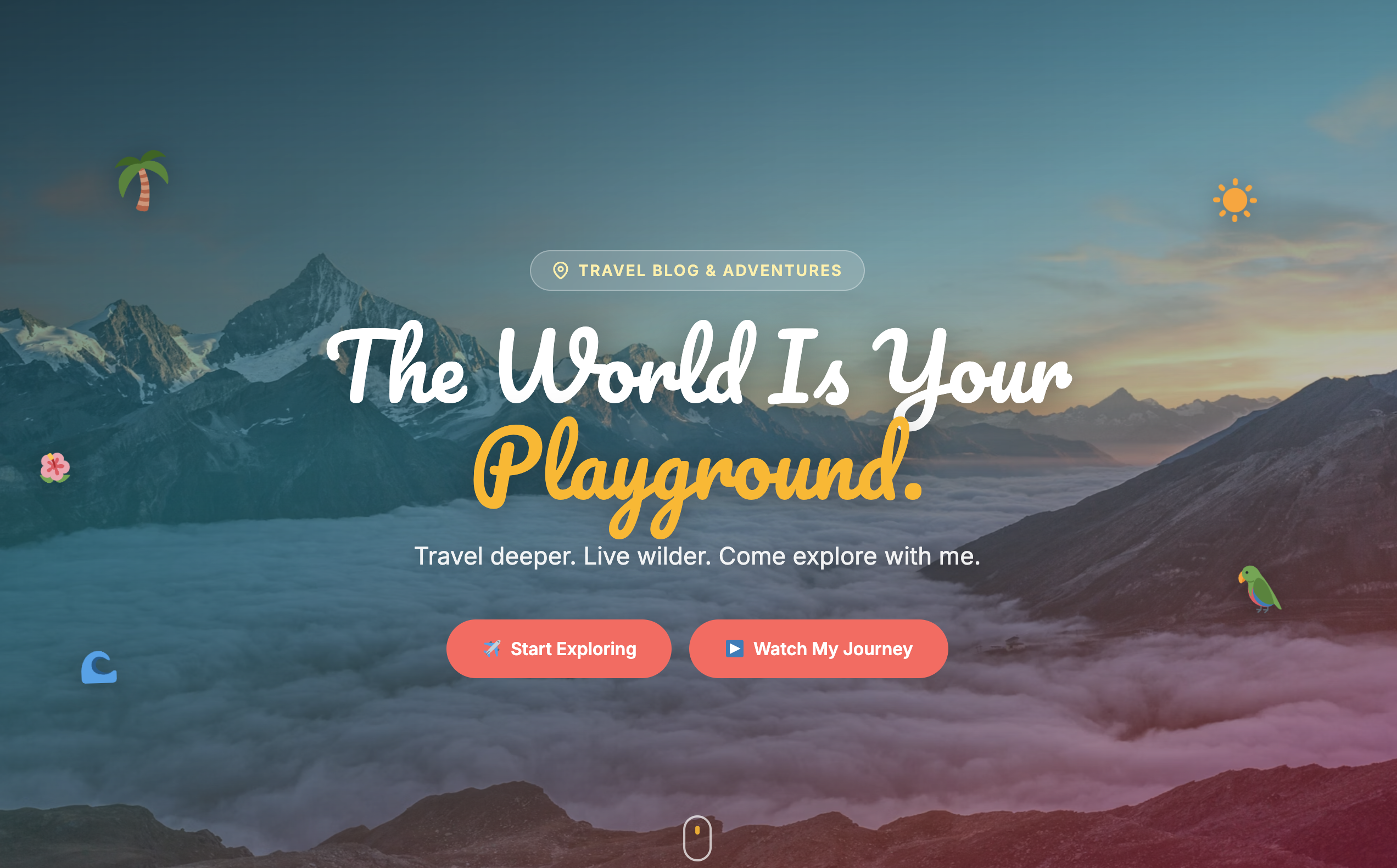 Travel blog landing page built with Beaver Builder AI