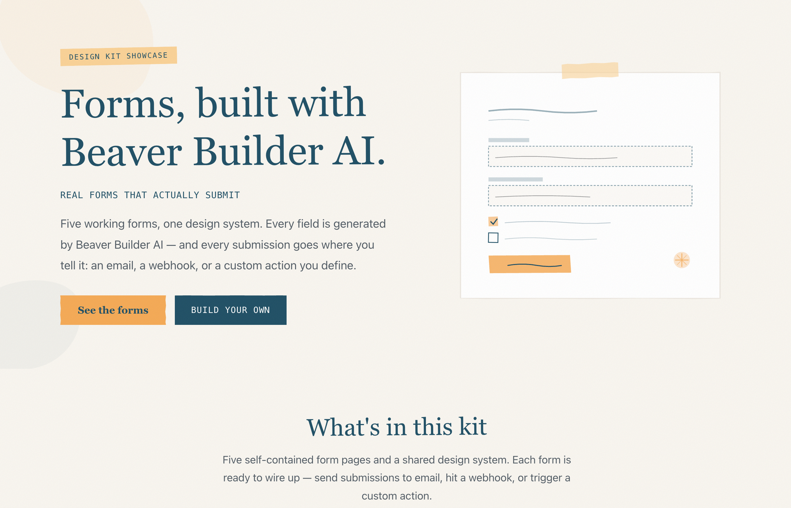 Form builder landing page built with Beaver Builder AI
